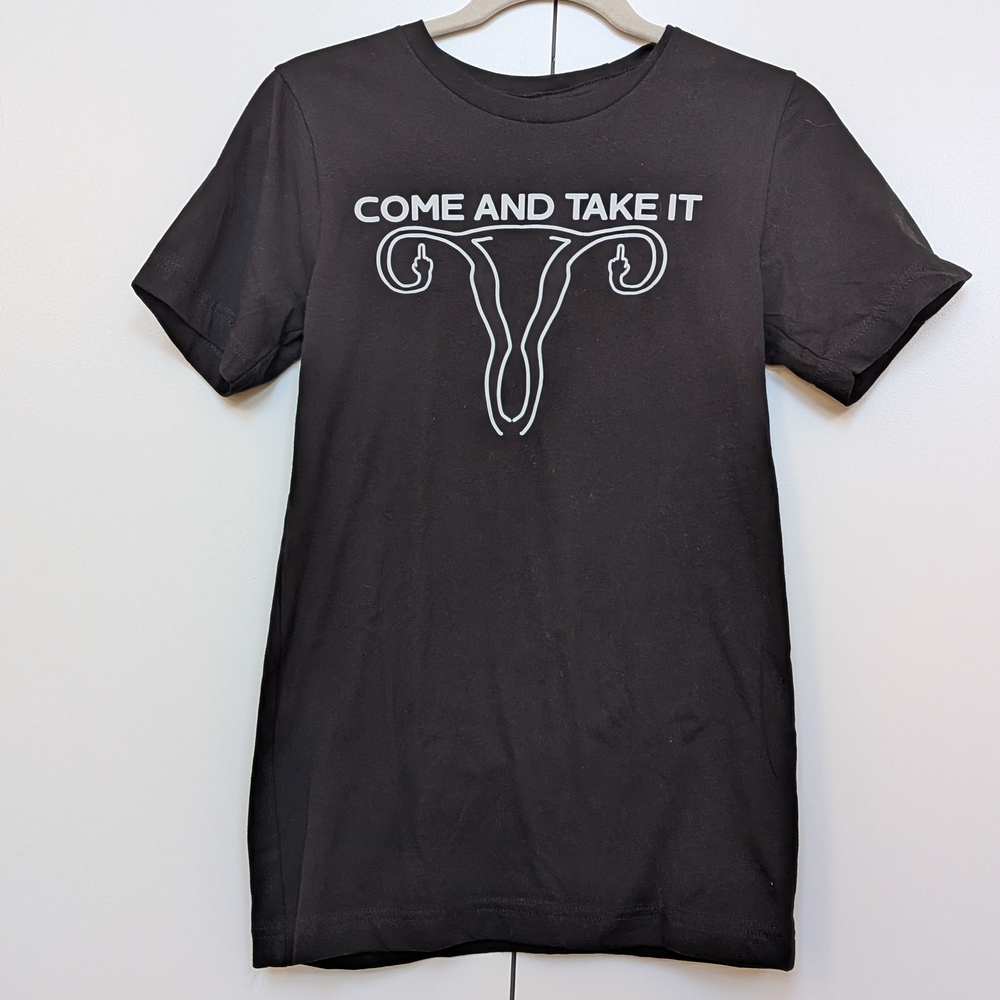 Women's Rights Black Graphic T-Shirt with Bold Design "Come And take It"
